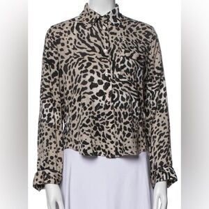 Smythe Leopard Print Button-Up Blouse Size Small